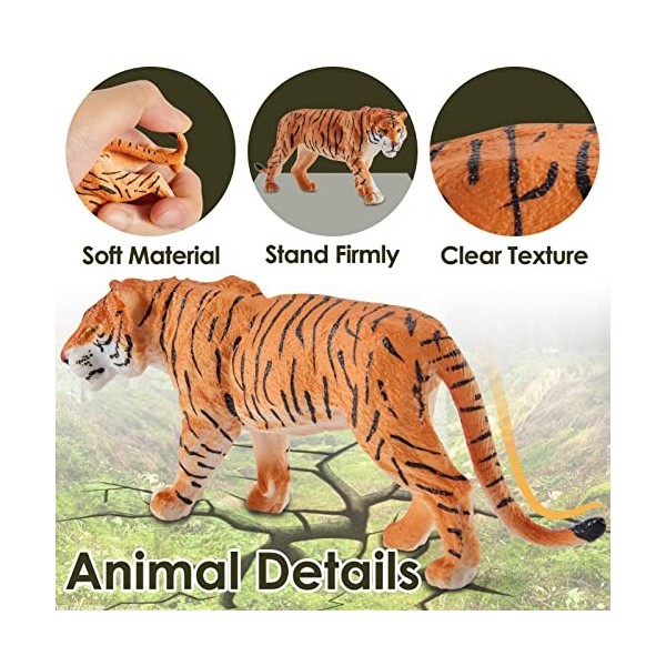 BUYGER Jeux Figurine Animaux, 13 Pièces Grand Animaux de la Savane Jungle Animaux Jouet Forêt Sauvages Safari Zoo Set Cadeau 