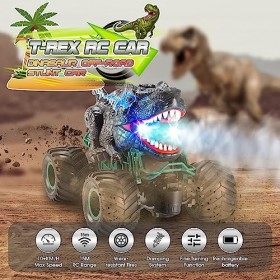 HappyGoLucky Voiture Telecommandé Enfant, Voiture Télécommandée Tout Terrain Dinosaure Jouet Garcon 3 4 5 6 7 8 Ans Jouet Enf