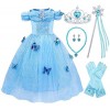 Cnexmin Déguisement Cendrillon Princesse Costume Robe de Princesse Cendrillon Fille Habillage Fête dAnniversaire Halloween N