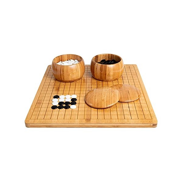 HEWAN Jeu de Plateau de Jeu de société en Bambou Double Face Classique Jeu de société de stratégie Chinois avec pièces déche