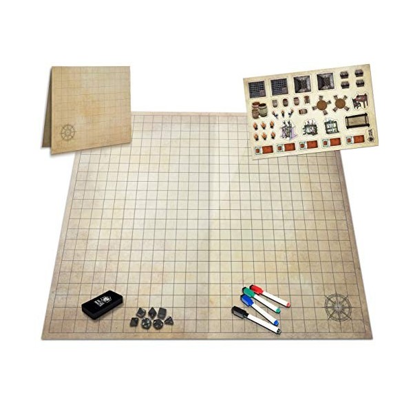 Melee Mats The Ultimate Battle Grid Plateau de jeu – 23 x 27 cm – Tapis de jeu de rôle – Cartes de jeu de rôle – Dragons port