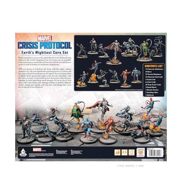 Marvel : Crisis Protocol Earths Mightiest Core Set – Héros et méchants emblématiques pour des batailles épiques! Jeu de supe