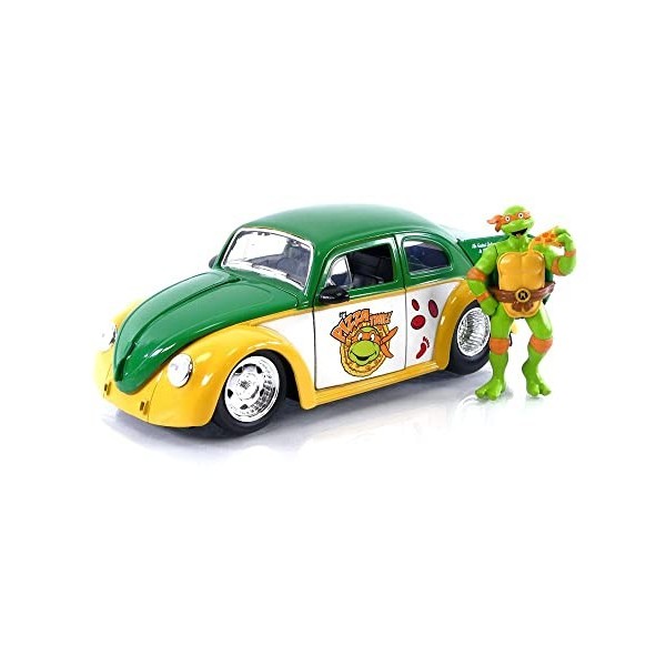 Jada Toys Teenage Mutant Ninja Turtles 1/24 Hollywood Rides VW Drag Beetle avec Michelangelo Figurine