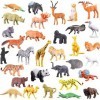 YeoNational&Toys 54 Pièces Mini Jouets Animaux, Animaux Forêt Ferme,Monde Animal Ressemblant Animaux Sauvages Ressources Appr