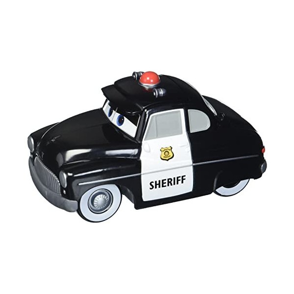 Disney et Pixar Cars Track Talkers Sheriff Véhicule parlant de 14 cm avec effets sonores, voiture de personnage de collection