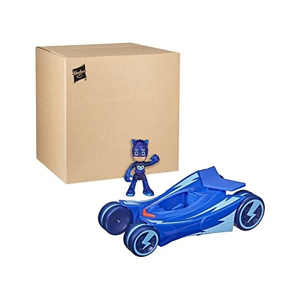 PJ Masks Glow & Go Voiture pour chat préscolaire - Voiture de course lumineuse avec figurine Catboy pour enfants à partir de 