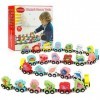 jacootoys 27 Voitures de Train en Bois Jouet magnétisme Voiture Marine pour Les Jeunes Enfants garçons et Filles Voiture Mari