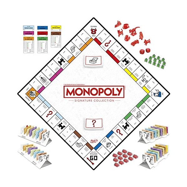 Monopoly Signature Collection Jeu de plateau familial pour 2 à 6 joueurs, emballage et composants haut de gamme, rangement de