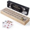 VAMSLOVE Jeu de société Cribbage de 38,1 cm avec emplacements de rangement pour lot de 2 cartes à jouer et 9 chevilles métall