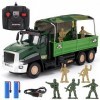 JuanKidbo Jouets de camions Militaires RC et 8 Figurines de Soldats, Voiture de Jouets de larmée télécommandée, Jouets de vé