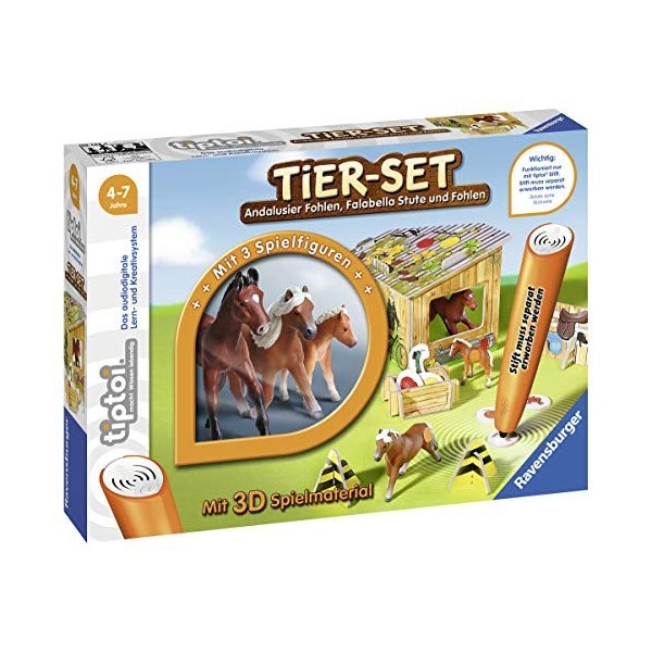 Ravensburger tiptoi Jeu danimaux Falabella - À partir de 4 Ans - Set danimaux interactif Falabella avec Trois Animaux tipto