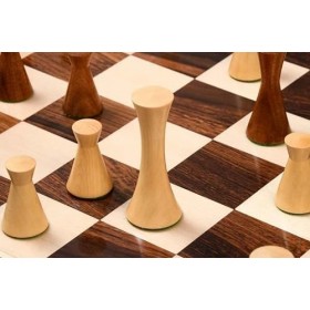 Combo de pièces déchecs contemporaines de minuit en sheesham et bois de boîte – 8,9 cm King avec boîte de rangement