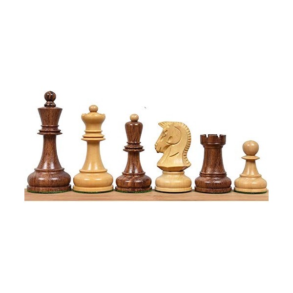 RoyalChessMall 1970s Dubrovnik Chess Pieces Only Set- Triple Weighted Golden Rosewood - 3.8 "