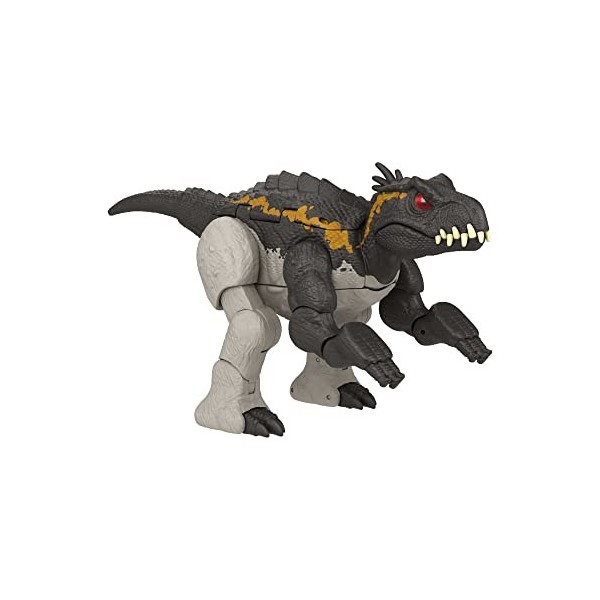 Jurassic World Figurine Transformable Massive Stretch 2 en 1 Giganotosaurus Et Nasutoceratops, 16 Étapes, Collection Transfor