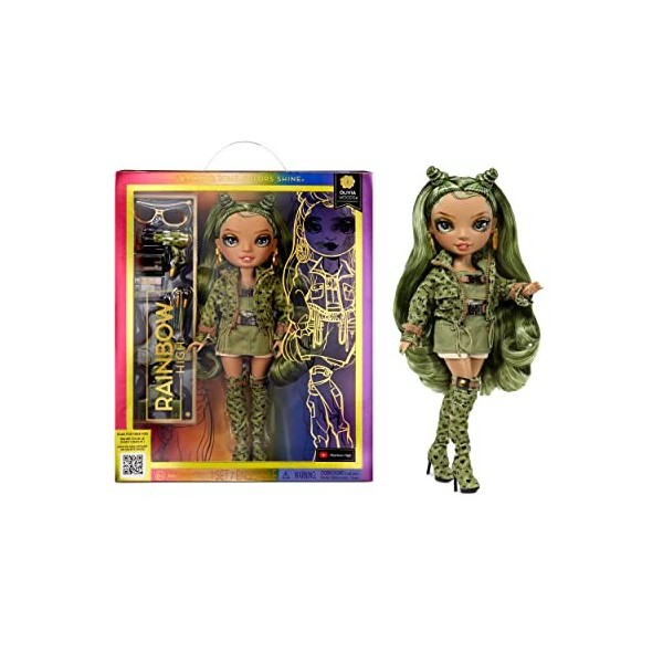 RAINBOW HIGH Poupée Mannequin - Olivia Woods - Poupée Vert Camouflage - Tenue à la Mode et Plus de10 Accessoires de Jeu Color