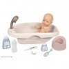 Smoby - Baby Nurse - Set Baignoire et Accessoires - pour Poupons et Poupées - 8 Accessoires Inclus - 220366 - Beige