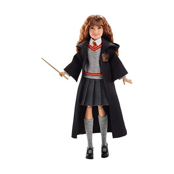 Harry Potter Poupée articulée Hermione Granger de 24 cm en uniforme Gryffondor en tissu avec baguette magique, à collectionne