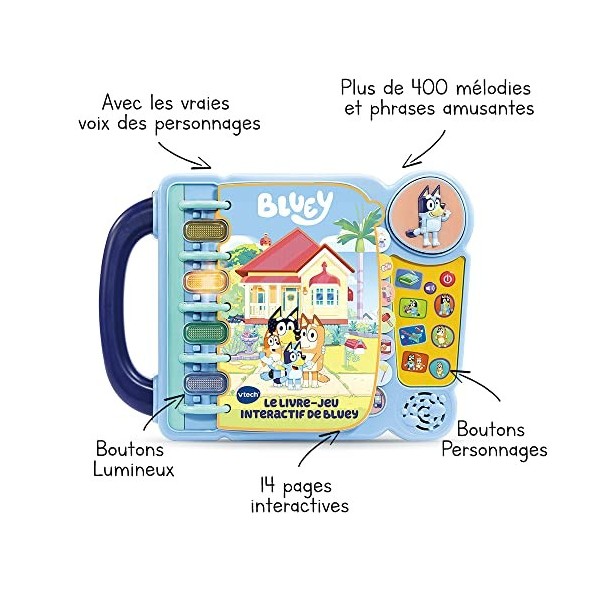 VTech – Bluey – Mon Livre-Jeu Interactif, Livre Éducatif Enfant, Jouet Bluey – 3/7 ans – Version FR