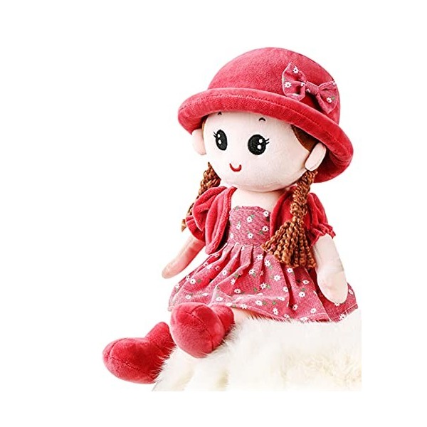 Poupée de Chiffon Fille Mignon Jouet en Peluche Bébé Douce Poupée Princesse Chapeau et Vêtements Détachables Cadeau Fille Pou