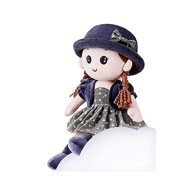 Poupée de Chiffon Fille Mignon Jouet en Peluche Bébé Douce Poupée Princesse Chapeau et Vêtements Détachables Cadeau Fille Pou