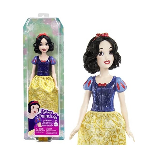 Disney Princesses Disney Poupée Blanche-Neige articulée avec tenue scintillante et accessoires dont chaussures et serre-tête,