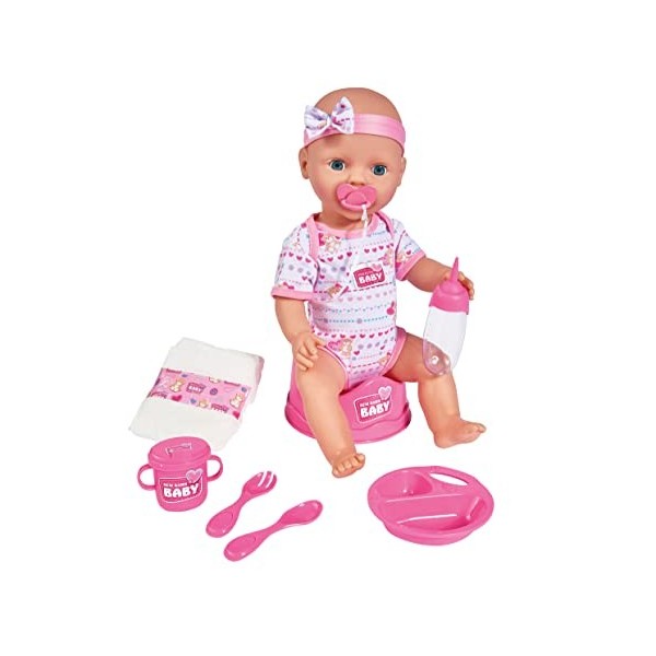 Simba - New Born Baby - Poupon Rose Boit Fait Pipi - 43cm - Nombreux Accessoires Inclus - 105039005