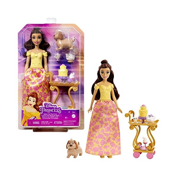 Disney Princesses Disney Poupée Belle Articulée avec Tenue Scintillante Et Accessoires Dont Chaussures Et Diadème, Jouet Enfa