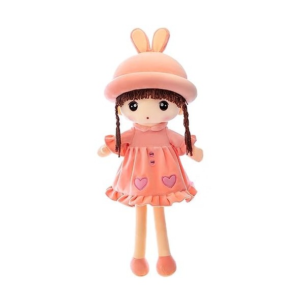 Poupée de Chiffon Fille Mignon Jouet en Peluche Bébé Douce Poupée Princesse Chapeau et Vêtements Détachables Cadeau Fille Pou