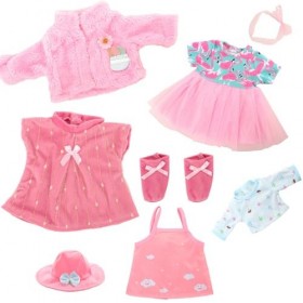 Festfun 3 Set Vêtement de Poupée 36cm Habit Robe de New Born Poupon Vêtement Poupée Non Incluse 