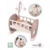 Smoby - Baby Nurse - Berceau à Barreaux - pour Poupons et Poupées - Lit avec Système de Bascule + 1 Mobile - 220372 - Beige