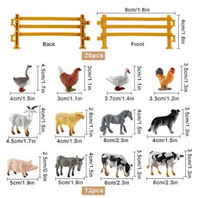 Figurines danimaux de la ferme,Clôture Jouets,Réalistes danimaux de la ferme,Mini figurines de ferme,Grande et Mini Réalist