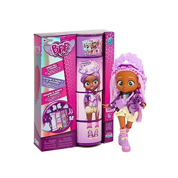 BFF BY CRY BABIES Jenna | Poupée Fashion à Collectionner avec Cheveux Longs, Vêtements en tissu et 9 Accessoires - Jouet Cade