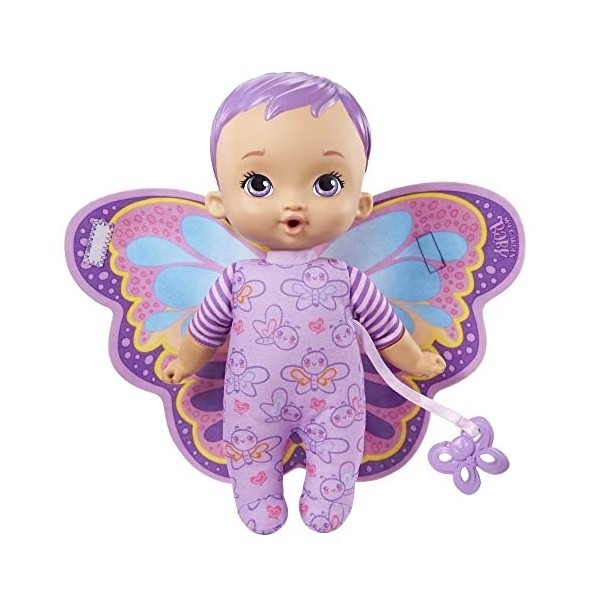 My Garden Baby Mon Premier poupon Bébé Papillon 23 cm violet, corps souple avec ailes en peluche, poupée pour enfant dès 18 m