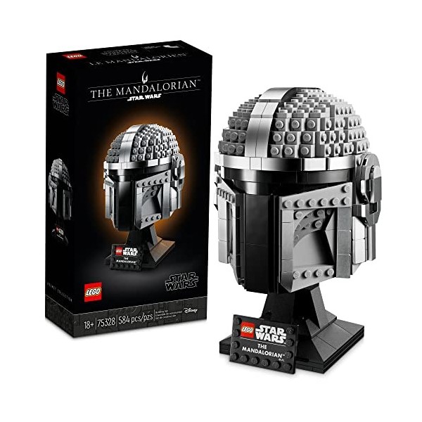 LEGO Star Wars Le casque Mandalorian 75328 Kit de modèle à construire – Collection dexposition et de décoration de la série 