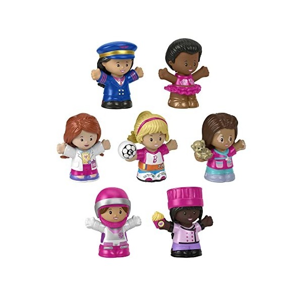 Fisher-Price Barbie, Pack de Figurines Little People, 7 Figurines Barbie, Maison de Poupées, Jouet dactivité et développemen