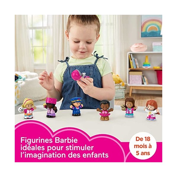 Fisher-Price Barbie, Pack de Figurines Little People, 7 Figurines Barbie, Maison de Poupées, Jouet dactivité et développemen
