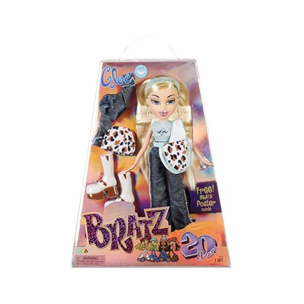 Bratz 20 Ans Édition spéciale Poupée mannequin originale Sasha – Emballage & affiche holographiques – À collectionner – Répli