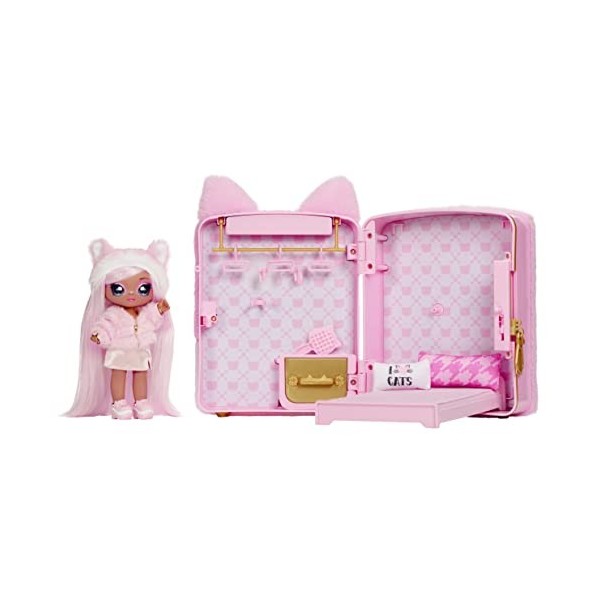 Na Na Na Surprise 3-en-1 Sac à dos avec Chambre à Coucher Ensemble Lapin Rose en Edition Limitée Poupée Aubrey Heart