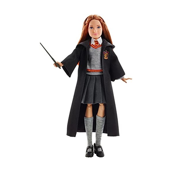 Harry Potter Poupée articulée Ginny Weasley de 24 cm en uniforme Gryffondor en tissu avec baguette magique, à collectionner, 