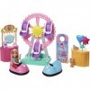 Barbie Famille Coffret Chelsea Fête Foraine, mini-poupée blonde, figurine chiot, 5 zones de jeu dont une grande roue, jouet p