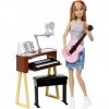 Barbie Métiers poupée Musicienne blonde avec haut gris et guitare rose, jouet pour enfant, FCP73