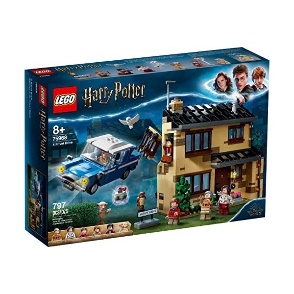 LEGO 75968 Harry Potter 4 Privet Drive: Ensemble Maison Dursley et Voiture Ford Anglia, avec Figurine Dobby, Idéal pour Fans 