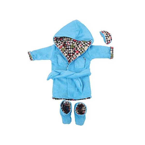 Uteruik Robe de nuit à capuche pour poupées avec masque pour les yeux et chaussures pour poupée Our Generation Girls de 46 cm