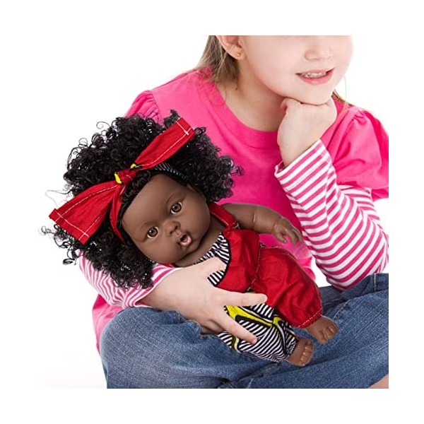 Generic Poupées noires, Poupées de bébé réalistes Poupées de bébé africaines avec ensemble de vêtements 8 pouces bébé Poupées