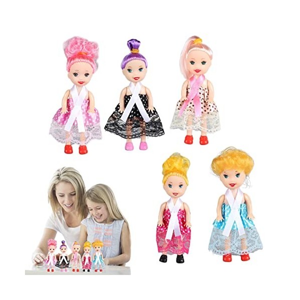 NATWEE Petites poupées pour Petites Filles, Belles poupées Jouets pour Maison de poupée, Jouet de poupée de 4,33 Pouces avec 