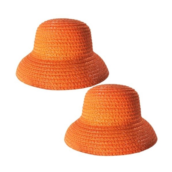 Mini chapeaux de paille pour poupée 2pcs Dome tressée Dôme à bord de simulation de simulation de simulation de simulation de 