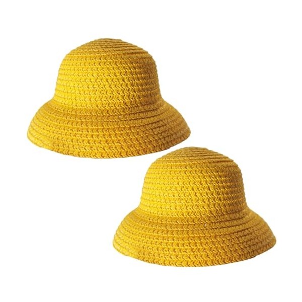 Mini chapeaux de paille pour poupée 2pcs Dome tressée Dôme à bord de simulation de simulation de simulation de simulation de 