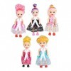 HEPBAK Poupée Mini Fille - 5 pièces Mignonnes Petites poupées - Jouet de poupée de 4,33 Pouces avec Cheveux et Robes à la Mod