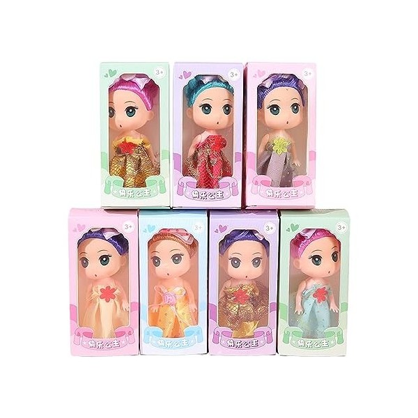 oueyfer Princesse de 5 pouces pour bébé fille réaliste à peau blanche pour enfants avec articulation mobile et belle robe pou