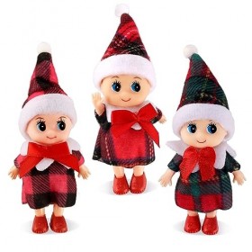 QKURT 3 Pcs Poupée Elfe de Noël,Poupée Elfe de Noël Bébé Poupée Elfe Bébé de Noël,Bébé Poupée Elfe,Poupées Elfes de Noël pour